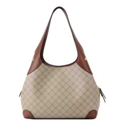 Eamon Large Shoulder Bag 8 Eamon Large Shoulder Bag -Nine West Shop NGG129123 BEIGELOGOMAHOGANYEAMON3COMPSHOULDERBAG BZ