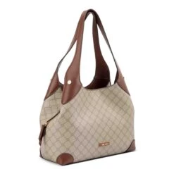 Nine West Shop -Nine West Shop NGG129123 BEIGELOGOMAHOGANYEAMON3COMPSHOULDERBAG PZ