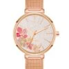 Floral Dial Mesh Bracelet Watch