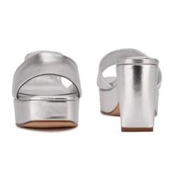 Nine West Oklee Platform Slide Sandals -Nine West Shop PG.WNOKLEE3 SIL01.FB